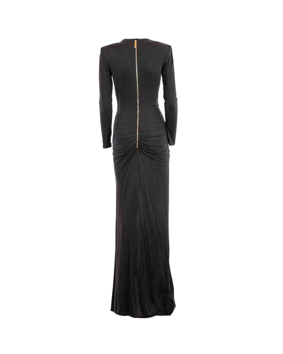 shop ELISABETTA FRANCHI  Abito: Elisabetta Franchi abito red carpet in jersey cupro drappeggiato con maniche lunghe.
Il punto vita è enfatizzato da un accessorio gioiello in strass e perle che chiude la profonda scollatura incrociata.
Fodera in raso stampa monogram.
Spalline imbottite.
Zip sulla schiena.
Accessorio in strass e perle.
Composizione: 92% Cupro 08% Elastane.
Fabbricato in Italia.. AB49337E2-110 number 2733214